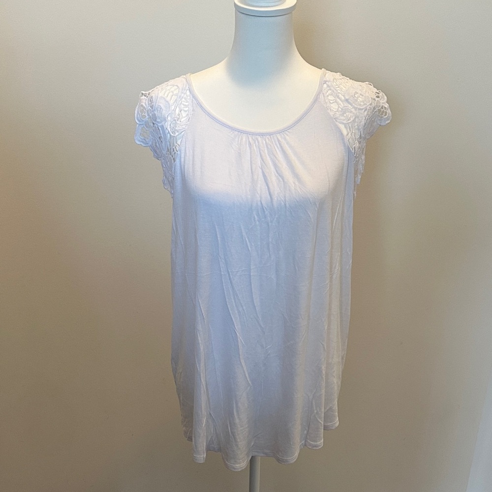 No Boundaries White Lace Accent Top